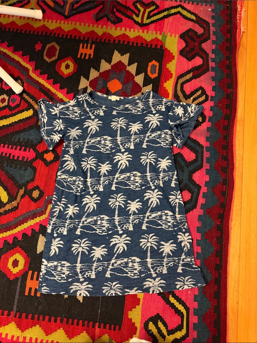 Crewcuts Navy Blue Palm Tree Print Casual Dress